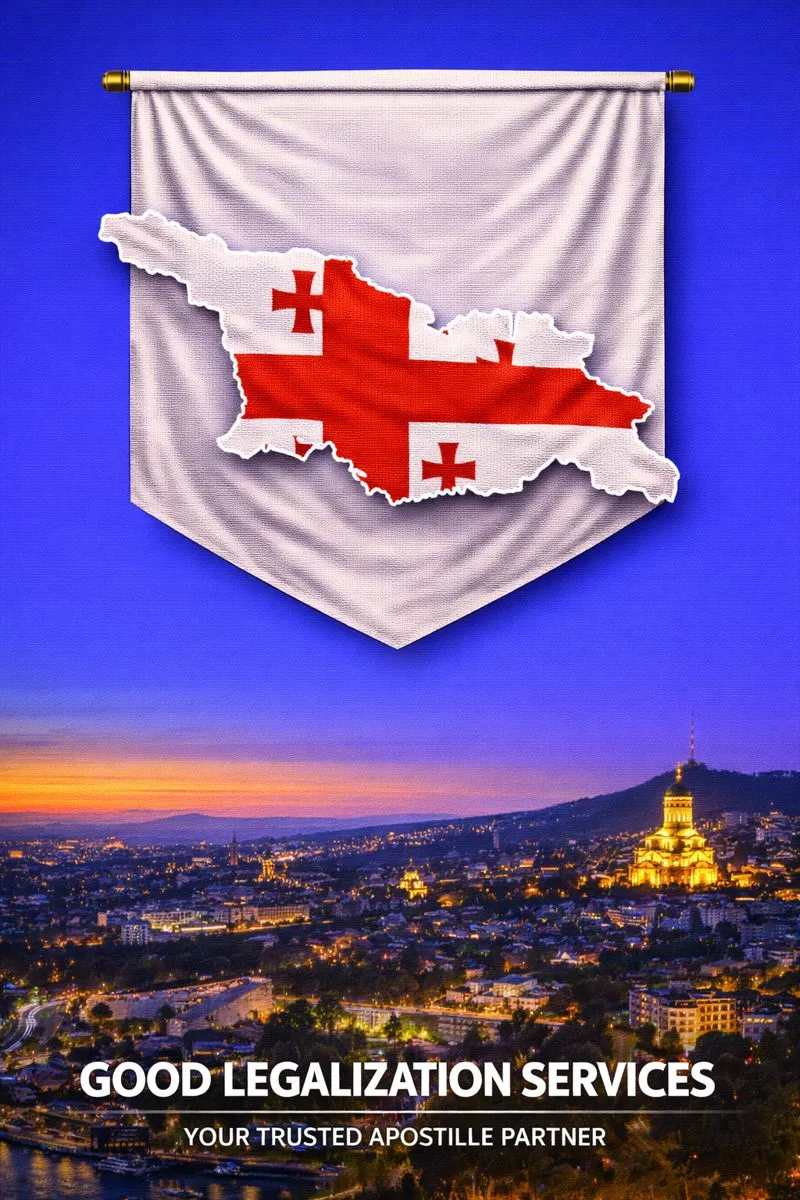 MEA Apostille for Georgia official document authentication banner representing international legalization process