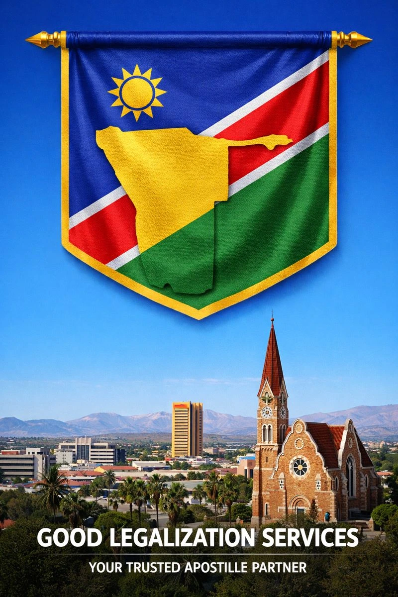 MEA Apostille for Namibia document authentication stamp closeup